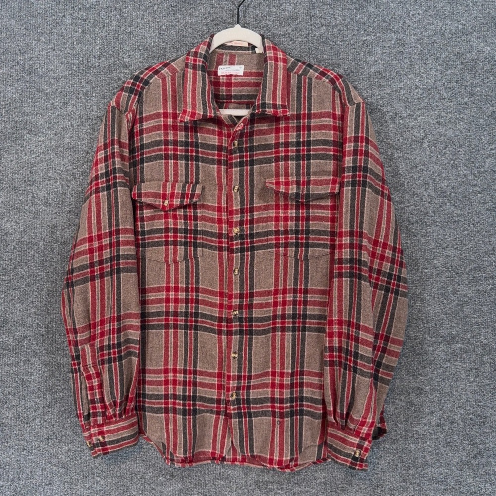 Gant Rugger Shirt Mens 2XL Red Plaid Wool Blend Flannel The Woolster Button Down